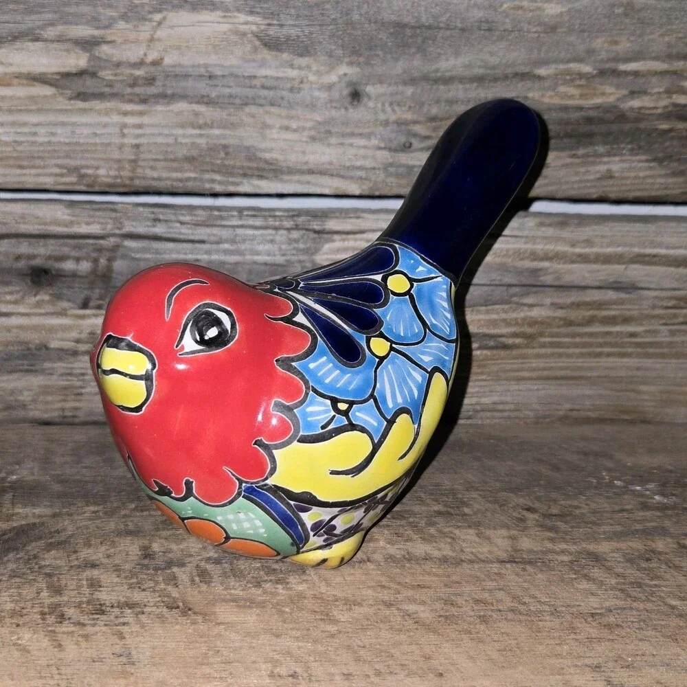 Talavera Bird Mexican Pottery Art Home Decor Hand Painted 5.5 x 4 X 6 Inches